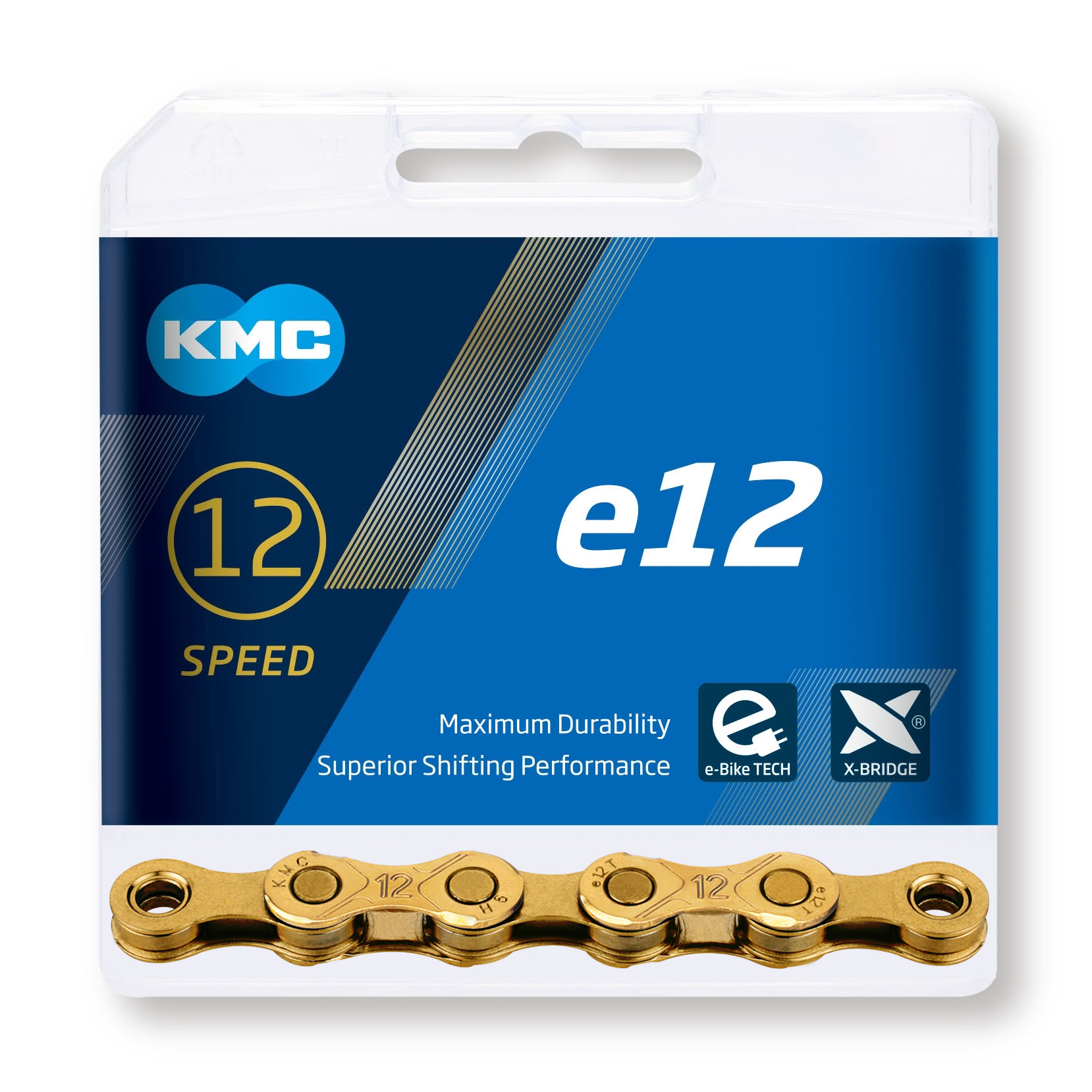 Reťaz KMC e12 Gold Ti-N pre elektrobicykle, 12 Speed