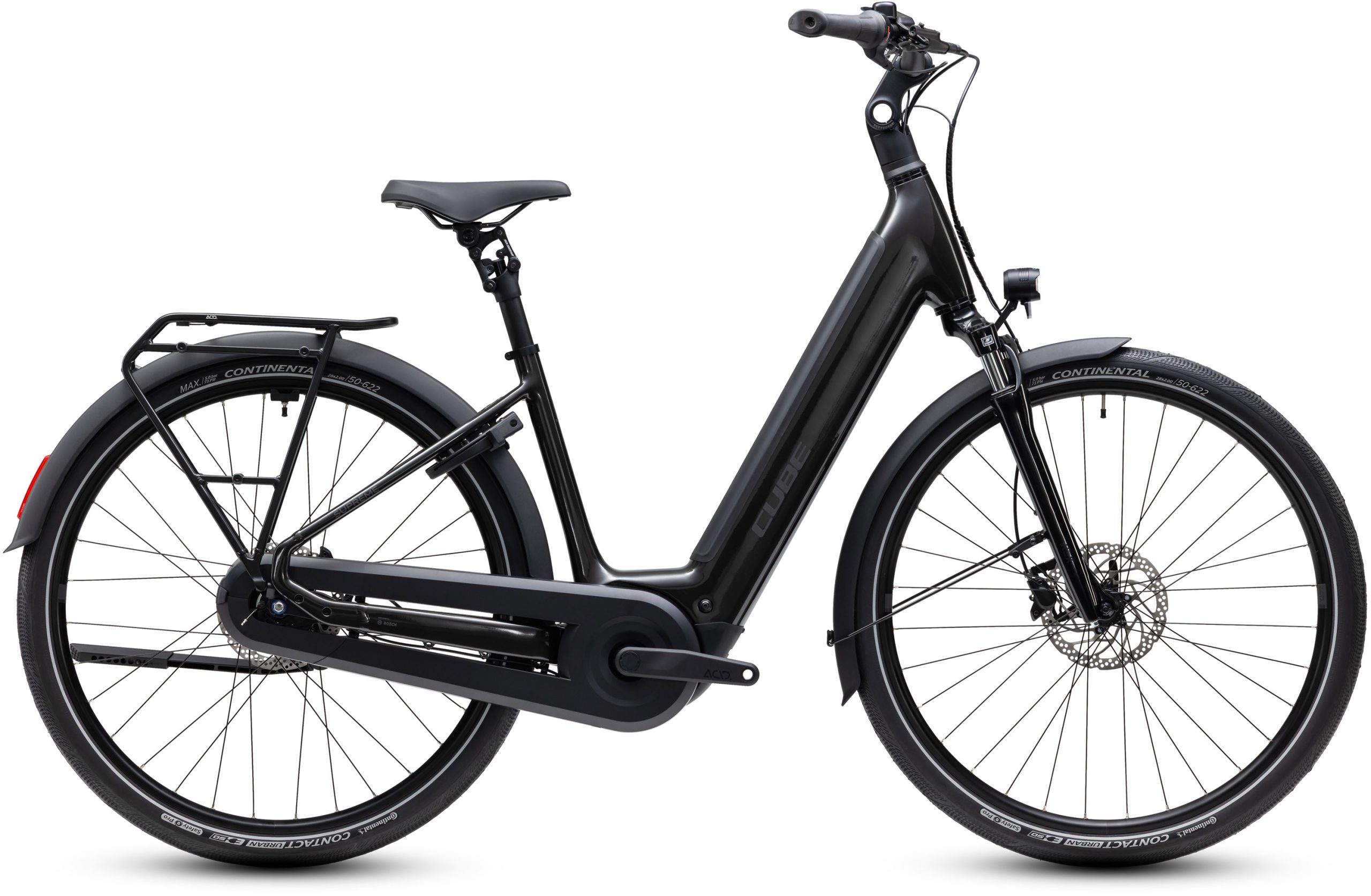 Elektrobicykel CUBE Supreme Hybrid Comfort ONE 600, metalická a reflexná, ľahký nástup, 26" kolesá, rám 42"
